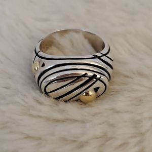 John Atencio Sterling Silver & Gold Ring